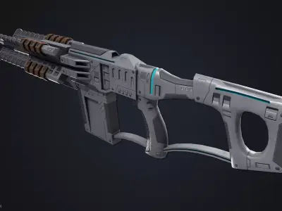 Sci fi blaster Low-poly 3D model