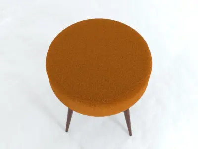 stool orange with wooden legs Free 3D model