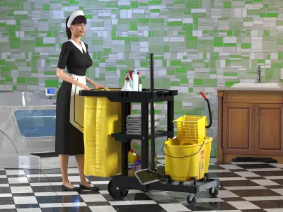 Rigged Housekeeping Maids Collection 2 for Cinema 4D 3D model