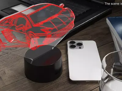 Hologram Lamp with Sport Car Red 3D model