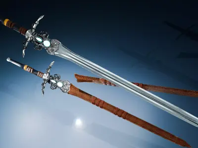 Royal Sword PBR Game-Ready Low-poly 3D model Low-poly 3D model