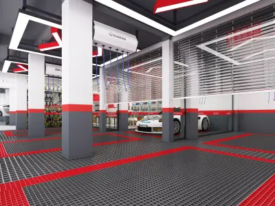 Auto repair shop Low-poly 3D model