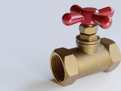 Valve brass with handle Low-poly 3D model