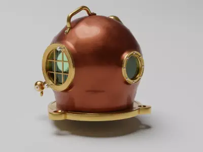 Hard hat dive helmet 3D model