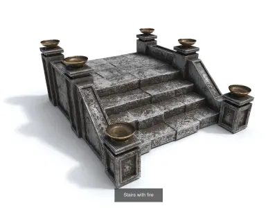 Stairs with fire Texture Pack 3D Model Collection