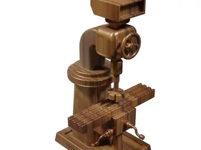Wooden Milling Machine Toy Low-poly 3D model
