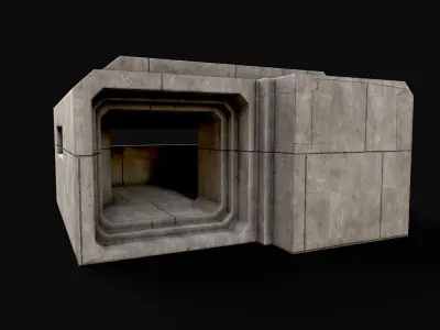 Military Concrete Bunker Base 1 Low-poly 3D model