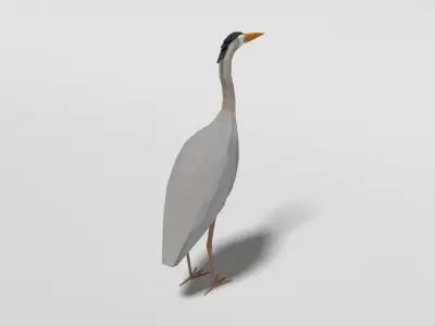 Low Poly Cartoon Great Blue Heron Low-poly 3D model