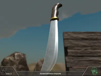 Knife with wooden handle Free low-poly 3D model