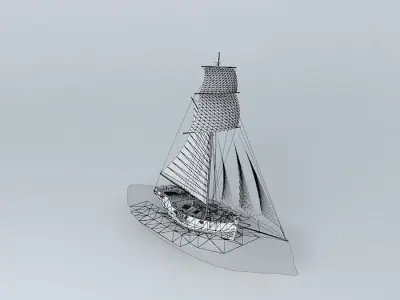 Low Poly Sloop sailing ship 3D model
