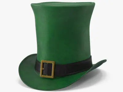 Leather Top Hat Green with Buckle v 2 3D model
