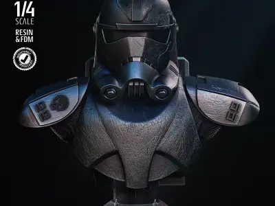 STAR WARS Hunter Portrait Bust Tested for 3D Printing 3D print model