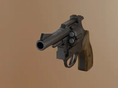 Old antique revolver 3D model