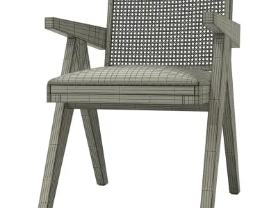 Pierre jeanneret teak conference chair floating back easy chairs Free 3D model