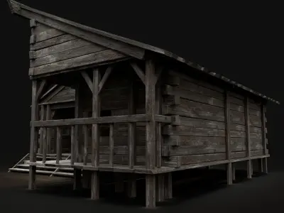 BLACKSMITH WORKSHOP FORGE SMITHY WAREHOUSE SHOP TAVERN INN HOUSE Low-poly 3D model