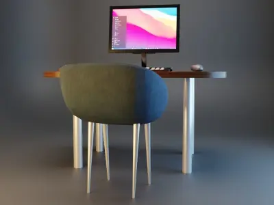 Desk and Chair Free low-poly 3D model