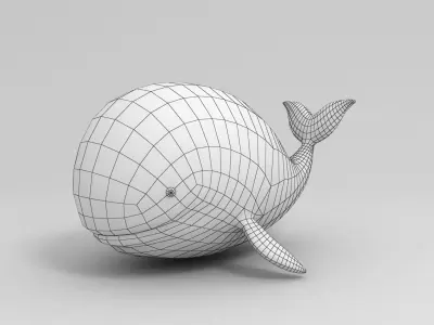 Cartoon Whale Low-poly 3D model