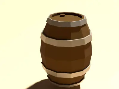 Low poly Wooden Barrel Low-poly 3D model