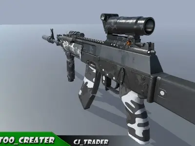 Modern AR Gun Rigged - Weapon Equipment Kit 3d model Low-poly 3D model