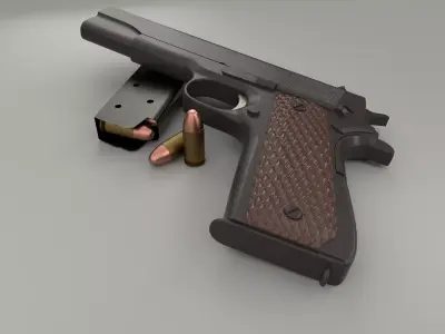 M1911 pistol 3D low poly model Free low-poly 3D model