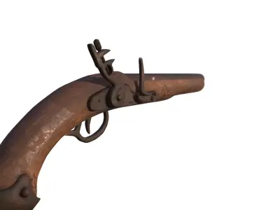 Musket Pistol Flintlock Gun Low-poly 3D model