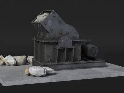 Old Bailing Hammer Crusher Filled with Stones 3D model