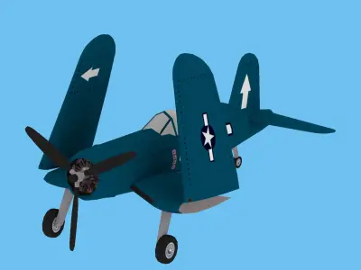 F4U CORSAIR Low Poly Low-poly 3D model