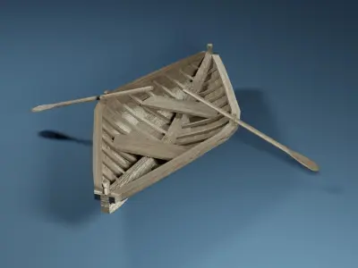 Rowboat wooden boat 3D model
