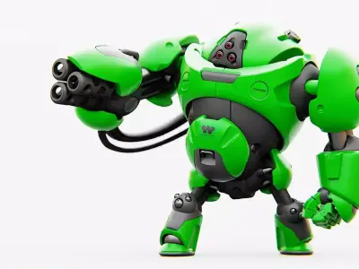 MILITARY BOT F-500 RIGGED 3D model