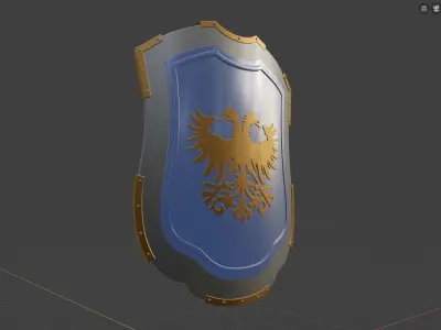 Medieval Shield with double headed eagle emblem Free 3D model