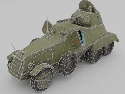 BA-11 Armored Car Low-poly 3D model
