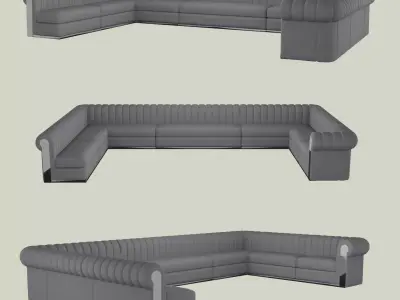 Gray Sofa With Metallic Silver Side and Round Backrest Free 3D model