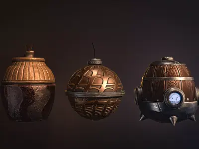 Medieval pocket bombs Stylized Low-poly 3D model