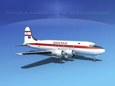 Douglas DC-4 Qantas 1 3D model