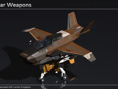 Scifi Fighter NR75 Low-poly 3D model