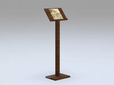 Antique wooden lectern 2 Low-poly 3D model