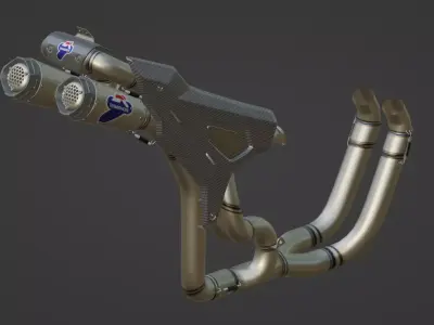 Termignoni Double Exhaust for Ducati Low-poly 3D model