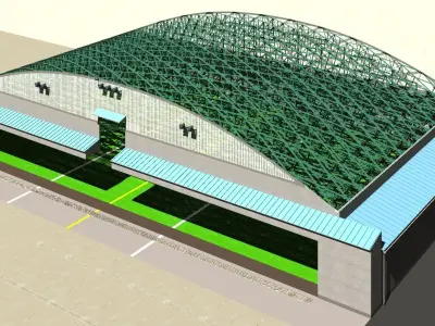 Aircraft hanger and 4rader 3D model