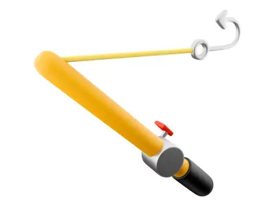 3d fishing rod and reel isolated on white background 3D model