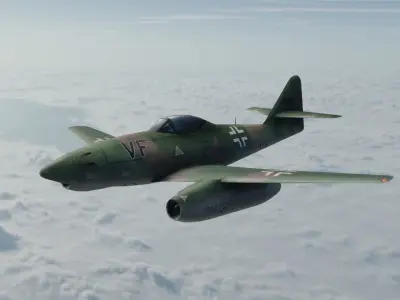 Messerschmitt Me-262 painted game model Low-poly 3D model Low-poly 3D model