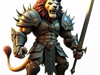 Lion Warrior Knight 3D Model Low-poly 3D model