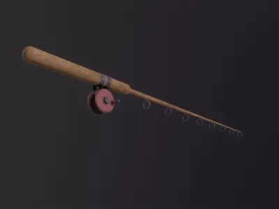 Old-fashioned fishing rod 3D Model Low-poly 3D model