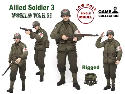 Medical allied soldier Low-poly 3D model