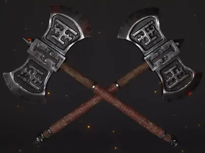 Cult Double-sided Battleaxe Low-poly 3D model