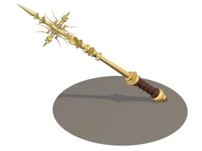 X mace X High Poly golden wand 3D model