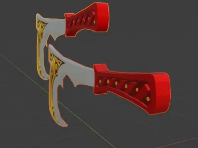 Combat Axes From Shadow Fight 2 - Harrier Hooks Low-poly 3D model