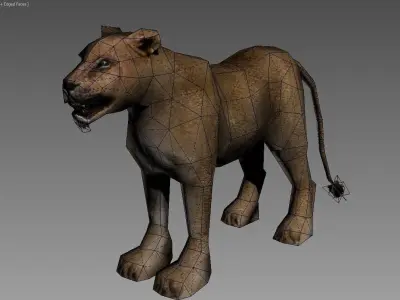 Lioness lion Low-poly 3D model
