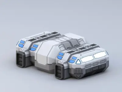 Sci-Fi Military Building - Barrack Low-poly 3D model