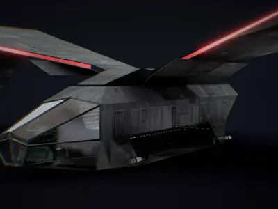 Futuristic Sci Fi AirForce Space Ship Transport Low-poly 3D model