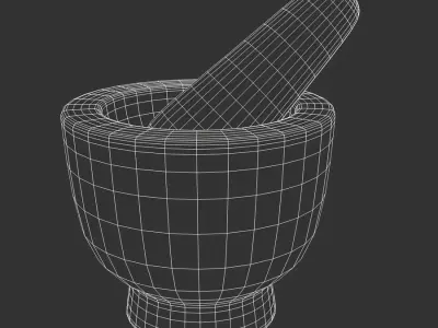  Stone Mortar &amp; Pestle Model, Light Grey 